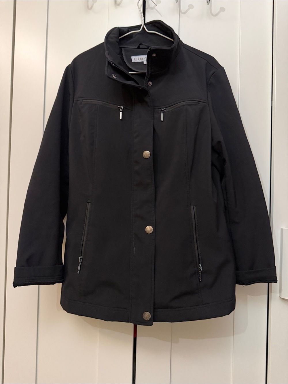 cleo Black Utility Jacket with Zip & Snap Front
